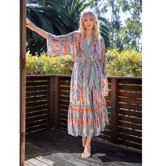Love Stitch | Tops | Nwt Love Stitch Bohemian Print Kimono Duster With ...